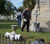 Participant Peter Sullivan searches for hidden features using a Magnatometer. (Jason Church)