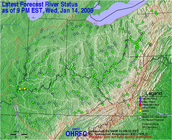 View of forecast river conditions
