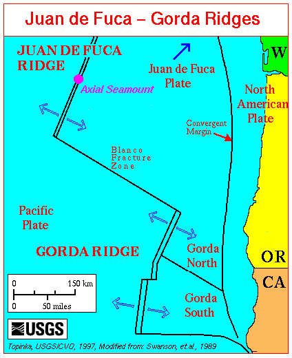 Map of Major Volcanoes of Gorda Ridge