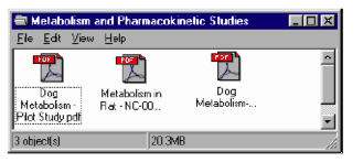 Screen shot of Metabolism and Pharmacokinetic
 Studies Folder