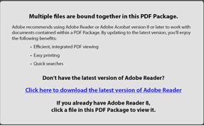 (Screenshot of message displayed for multiple files bound together in a PDF package.)