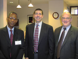 Left to right: Dr. Cowan, Dr. Gagliano, and NEI Director Paul Sieving, M.D., Ph.D.
