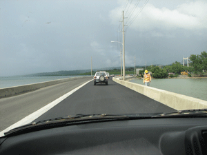 Causeway to bridge, Palau. [Photo courtesy of Amb. Kyota]