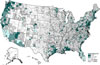 Asbestosis:  Age-adjusted mortality rates by county, U.S. residents age 15 and over, 1970–1999