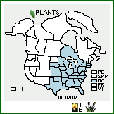 Distribution of Morus rubra L. var. rubra. . 