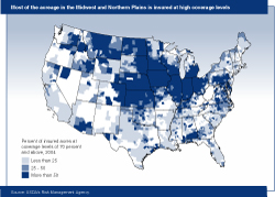 map: Most of the acreage in the Midwest and Northern Plains is insured at high coverage levels