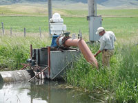 Pump and irrigation ditch