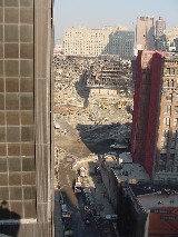 Aerial view of collapsed WTC