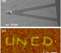 This slide highlights the ultra-nano-crystalline diamond (UNCD) atomic force microscope cantilever