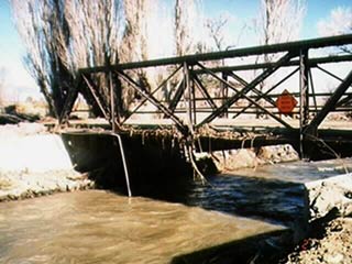 Photo of damaged bridge foundation