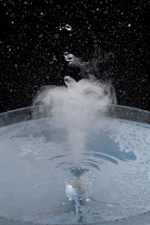 Bubbles and steam caused by ultrasound