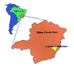 Figure 1. Map of Brazil and Minas Gerais State, showing Coronel Fabriciano municipality.