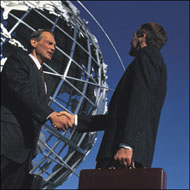Business Men With Globe