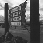 Sign at the entrance to Manzanar War Relocation Center.