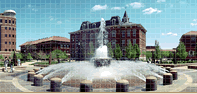 Photo of LAEB Fountain and University Hall