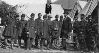 President Lincoln with officers at the Battle of Antietam
