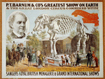 Circus poster featuring an elephant skeleton
