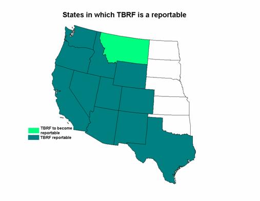 Map of To Become Reportable areas of the United States