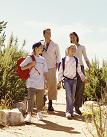 Family walking along a path