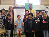 Pledge to America's children with School Superintendent Pat Hamamoto, Board of Education's Karen Knudsen and John Penebacker, Kailua Elementary Principal Lanelle Hibbs and Kailua Students