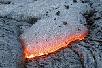 Photograph of pahoehoe toe of basalt lava, Kilauea Volcano, Hawai`i