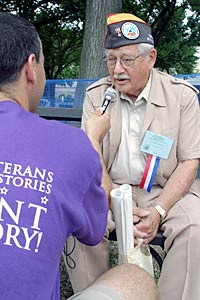 Image: Vet being Interviewed on the Mall