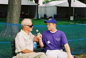 Interviewing man with glasses