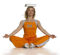 photo of woman balancing a book on her head