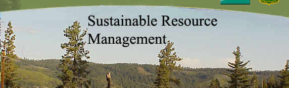 Sustainable Resource Management banner with tree landscape scene.
