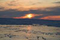 Sunset Over Arctic Ocean: Sunset over sea ice along the Arctic Ocean.