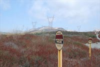 Utilities on San Andreas Fault: Directly on the San Andreas with high pressure gas lines underground and high voltage power lines overhead at Cajon Pass, CA (Cajon Pass, CA, USA)