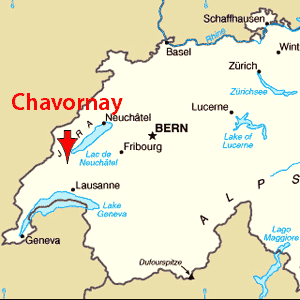 Map of Switzerland showing where Chavornay is