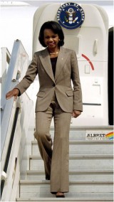 Secretary Rice upon her arrival in Tel Aviv, Israel October 14, 2007. [State Department photo]