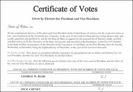 Certificate of Vote Ohio Page 1