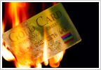 credit card on fire