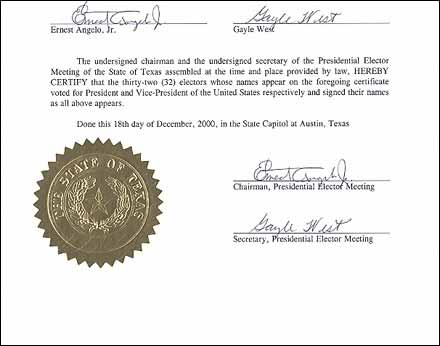 Certificate of Vote Texas, p. 2 - continued