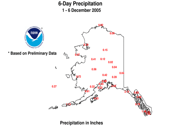 Alaska 6-day Precipiation Totals