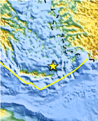 Small map showing earthquake