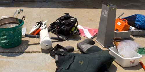 photo of field gear scattered around