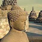 Explore fascinating Borobudur with its 92 Buddha statues and more than 1,400 stone panels