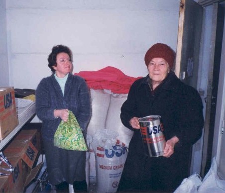Women receiving donated food
