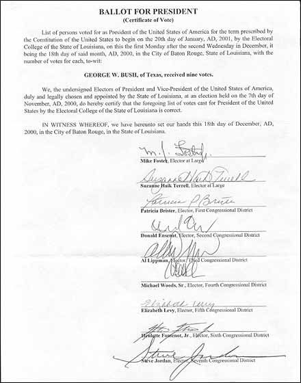 Certificate of Vote Louisiana Page 1