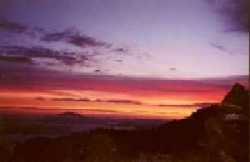 The sunset casts spectacular colors from lunch counter staging area. (Photo by Gaston Porterie)