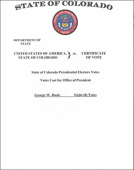 Certificate of Vote Colorado Page 2