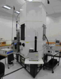 Marple chamber with a tapered element oscillating microbalance (TEOM) in the foreground, aerosol particle sizer (APS) to the right, and Flow Temperature Humidity Control System to the left