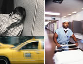 tired worker, taxi, hospital worker