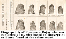 Fingerprints of Francesca Rojas who was convicted of murder based on fingerprint evidence found at the crime scene in Necochea a small village near Buenos Aires in 1892. Courtesy Direcciòn Museo Policial–Ministerio de Seguridad de la Provincia de Buenos Aires, Argentina