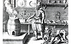 Alchemy workshop illustration from Opus medico-chymicum: continens tres tractatus sive basilicas..., Johann Mylius, Francofurtu: Hemannum a Sande, 1678.