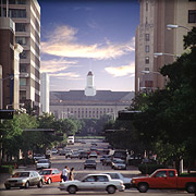 love library as seen from downtown Lincoln