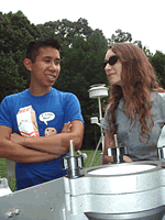 Interns at outdoor air monitoring station